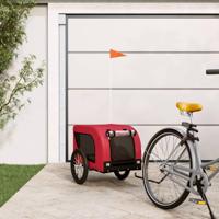 VidaXL Hondenfietstrailer oxford stof en ijzer rood en zwart - thumbnail