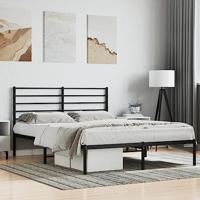 Bedframe met hoofdbord metaal zwart 160x200 cm - thumbnail