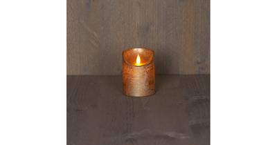 Batterijverlichting kaars wax rustiek met bewegende vlam goud 10 cm Anna's Collection - Annas collection