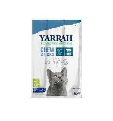 Yarrah kattensnack biologische kauwstaafjes 15gr