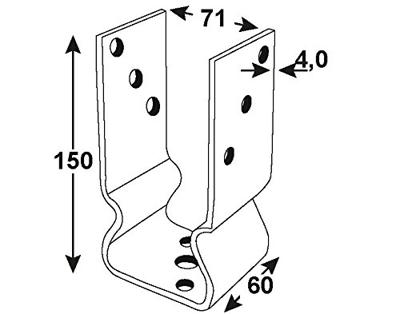 Connex Pergolasteun U Knik 71X150X60X4 Vvz - HV4280 Connex Pergolasteun U Knik 71X150X60X4 Vvz - HV4280
