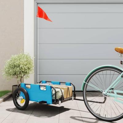 VidaXL Fietstrailer oxford stof en ijzer blauw VidaXL Fietstrailer oxford stof en ijzer blauw