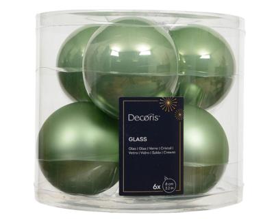 Kerstballen glas d8 cm matcha green 6 st Decoris - Decoris Kerstballen glas d8 cm matcha green 6 st Decoris - Decoris