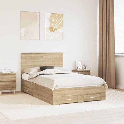Bedframe met hoofdeinde Sonoma Eiken 120 x 200 cm Bewerkt hout