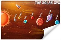 Fotobehang - Zonnestelsel met namen, Kinderkamer premium print, inclusief behanglijm - thumbnail