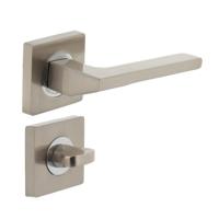 Intersteel Deurkruk Ben op vierkant rozet met toilet-/badkamersluiting - nikkel mat - thumbnail