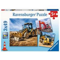 Ravensburger - bouwmachines aan het werk puzzel 3x49st. - thumbnail