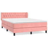 Boxspring met matras fluweel roze 140x200 cm - thumbnail