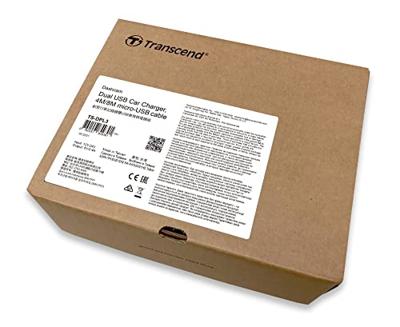 Transcend ts-dpl3 dual usb car charger for drivepro, 8m/4m cable, usb type a to micro b