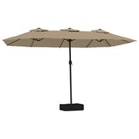 Parasol dubbel 449x245 cm taupe - thumbnail
