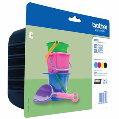 Brother Inktcartridge LC221 Origineel Combipack Zwart, Cyaan, Magenta, Geel LC221VALBP