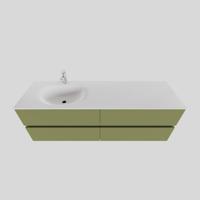 Badkamermeubel Solid Surface BWS Stockholm 150x46 cm Links Mat Groen 4 Laden (met 1 kraangat) - thumbnail