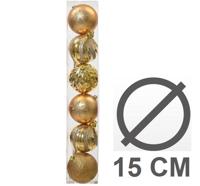 Decoris kerstballen set Plastic 6st licht goud 15cm - thumbnail