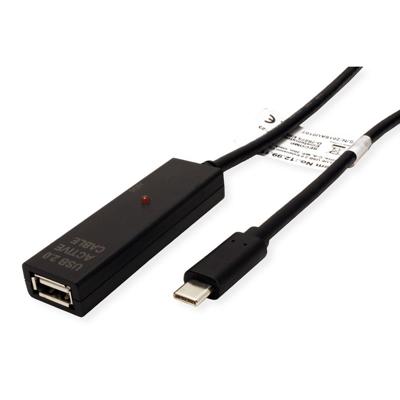 VALUE USB 2.0 uitbreiding, actief, met repeater, A-C, zwart, 20 m