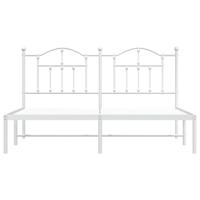Bedframe met hoofdbord metaal wit 160x200 cm - thumbnail