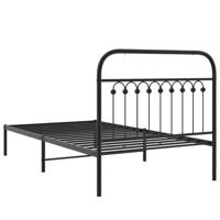 Bedframe met hoofdbord metaal zwart 100x190 cm - thumbnail