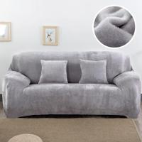 Pluche stof sofa cover dikke zachte bank elastische sofa covers niet omvatten kussensloop specificatie: 3 Seat 190-230cm (grijs) - thumbnail