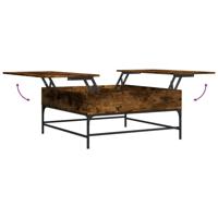 Salontafel 95x95x45 cm bewerkt hout en metaal gerookt eiken - thumbnail