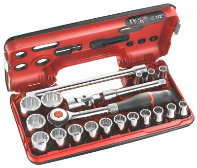 Facom 22-delige doppendoos 1/2" 12-kant met ratel Facom 22-delige doppendoos 1/2" 12-kant met ratel