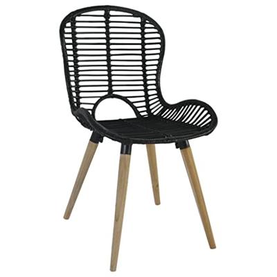 Eetkamerstoelen 4 st natuurlijk rattan zwart Eetkamerstoelen 4 st natuurlijk rattan zwart
