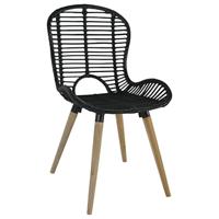 Eetkamerstoelen 4 st natuurlijk rattan zwart - thumbnail