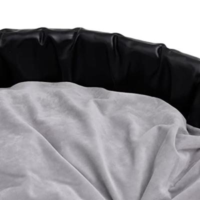VidaXL Hondenmand 69x59x19 cm pluche en kunstleer zwart en grijs