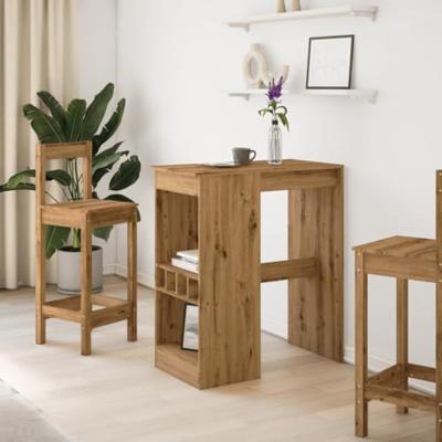 Bartafel met rekken 90x47,5x103,5 cm hout artisanaal eikenkleur