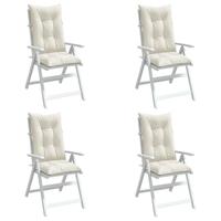 VidaXL Stoelkussens 4 st hoge rug 120x50x7 cm stof gemêleerd crème - thumbnail