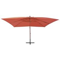 Zweefparasol met houten paal 400x300 cm terracotta - thumbnail