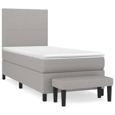 Boxspring met matras stof lichtgrijs 140x190 cm - thumbnail