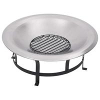 VidaXL Tuinvuurplaats met grill 76 cm roestvrij staal - thumbnail