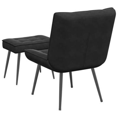 Relaxstoel met voetenbank fluweel zwart