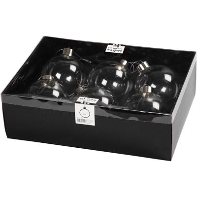Creativ Company Glazen ornamenten, h: 8,9 cm, d 7,9 cm, transparant, 6 stuk/ 1 doos