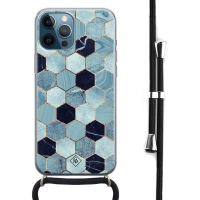 iPhone 12 Pro Max hoesje met koord - Blue cubes