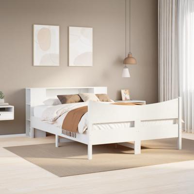 Bedframe zonder matras massief grenenhout wit 135x190 cm Bedframe zonder matras massief grenenhout wit 135x190 cm