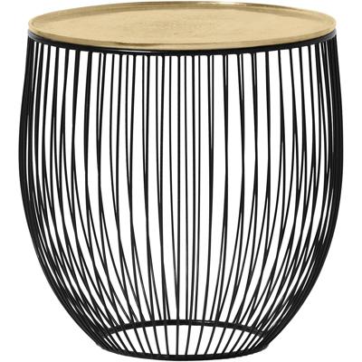 Ronde Bijzettafel Metaal 42cm Zwart/Goud - Trion Rana