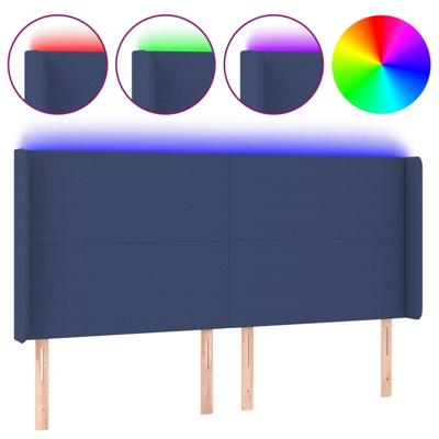 Hoofdbord LED 163x16x118/128 cm stof blauw