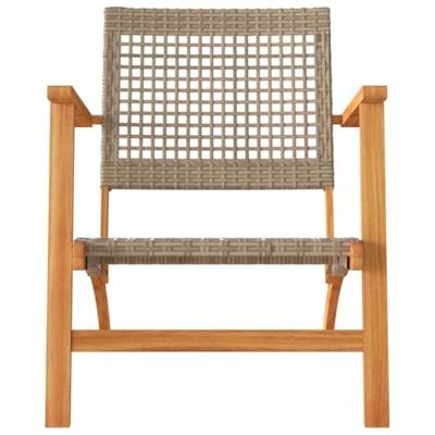Tuinstoelen 2 st poly rattan en acaciahout beige