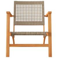 Tuinstoelen 2 st poly rattan en acaciahout beige - thumbnail
