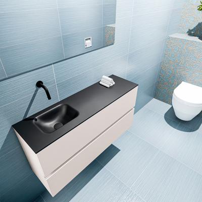 MONDIAZ ADA 100cm toiletmeubel linen. LEX wastafel urban links zonder kraangat