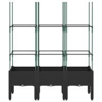 Plantenbak met latwerk 120x40x142,5 cm polypropeen zwart - thumbnail