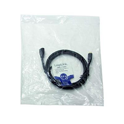 LogiLink CU0122 USB-kabel USB 2.0 USB-micro-B stekker, USB-micro-B bus 1.50 m Zwart