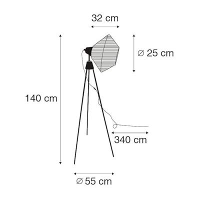 QAZQA Landelijke vloerlamp tripod touw - Jenthe