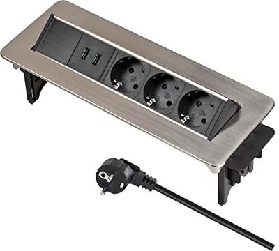 Brennenstuhl 1396200113 power uitbreiding 2 m 3 AC-uitgang(en) Binnen Zwart, Roestvrijstaal