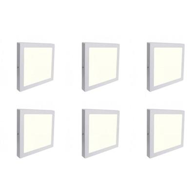 Vierkante LED Downlight Set 6 stuks - 12W - 4200K - Mat Wit Aluminium - 170mm