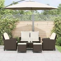 6-delige Loungeset met kussens poly rattan bruin - thumbnail