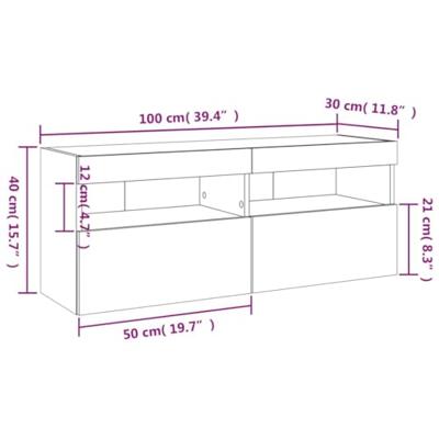 Tv-wandmeubel met LED-verlichting 100x30x40 cm wit