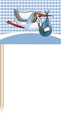 Cocktailprikker geboorte jongen (50 st)