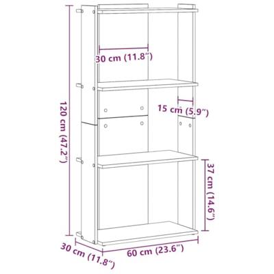 Boekenkast 3-laags 60x30x120 cm bewerkt hout artisanaal eiken