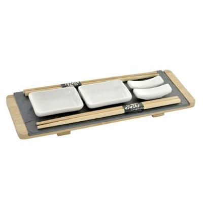 Sushi-set DKD Home Decor Bruin Zwart Natuurlijk Bamboe Raad van bestuur 30 x 10 x 3,5 cm (9 Onderdelen) (30 x 10 x 3,5 cm)